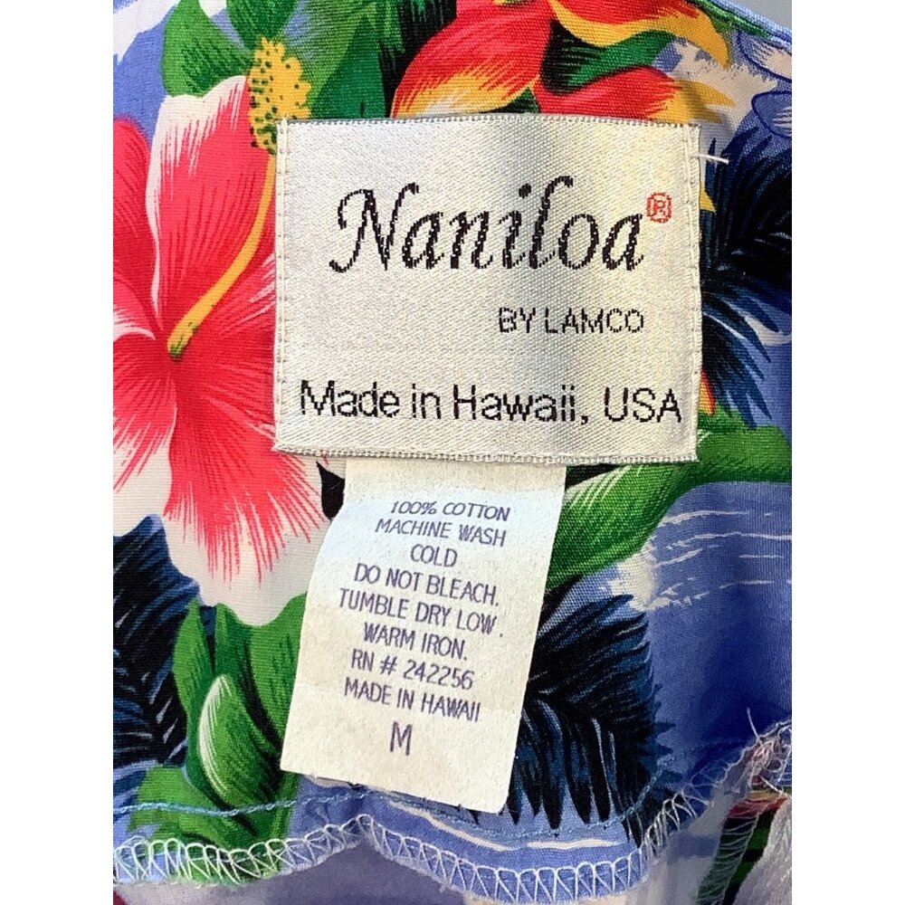 Made in Hawaii Mini Sundress Womens M Blue Floral Hibiscus Beachy Casual - Picture 5 of 5